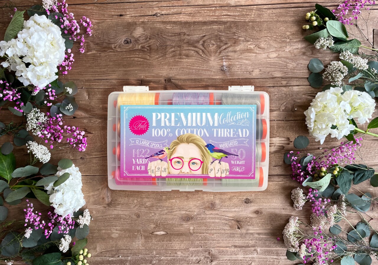 Aurifil Tula Pink Premium Collection Thread Set by Tula Pink | (12 50wt Cotton Large Spools.)